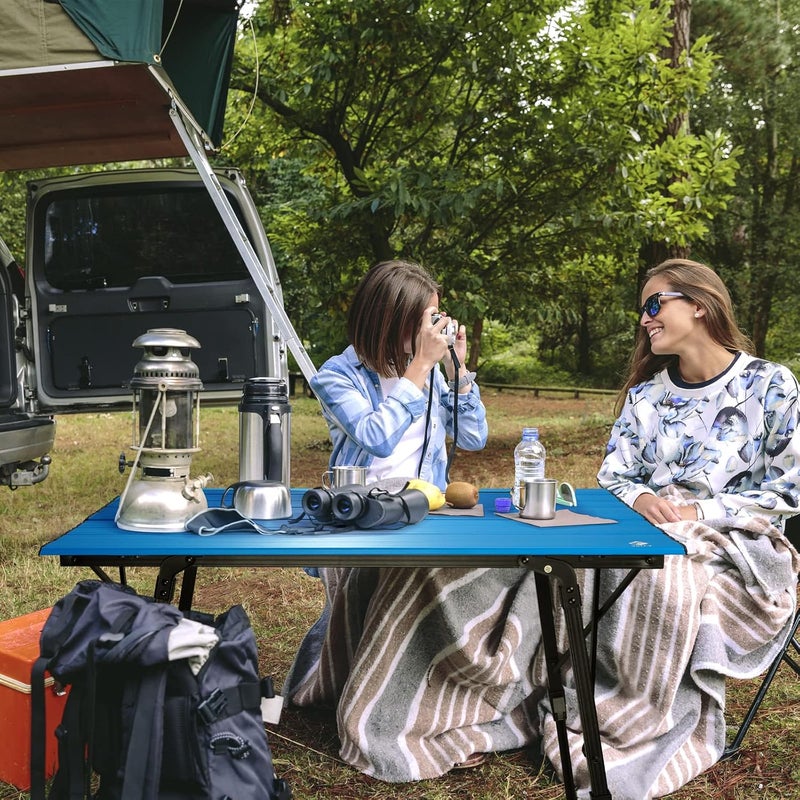 VILLEY Portable Camping Table with Adjustable Legs, Lightweight Aluminum Folding Beach Table with Carrying Bag for Outdoor Cooking, Picnic, Beach, Backyards, BBQ and Party - Image 2
